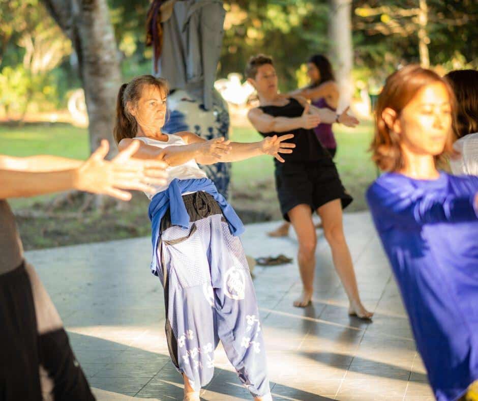 Qigong practice- A group of students practicing qigong together